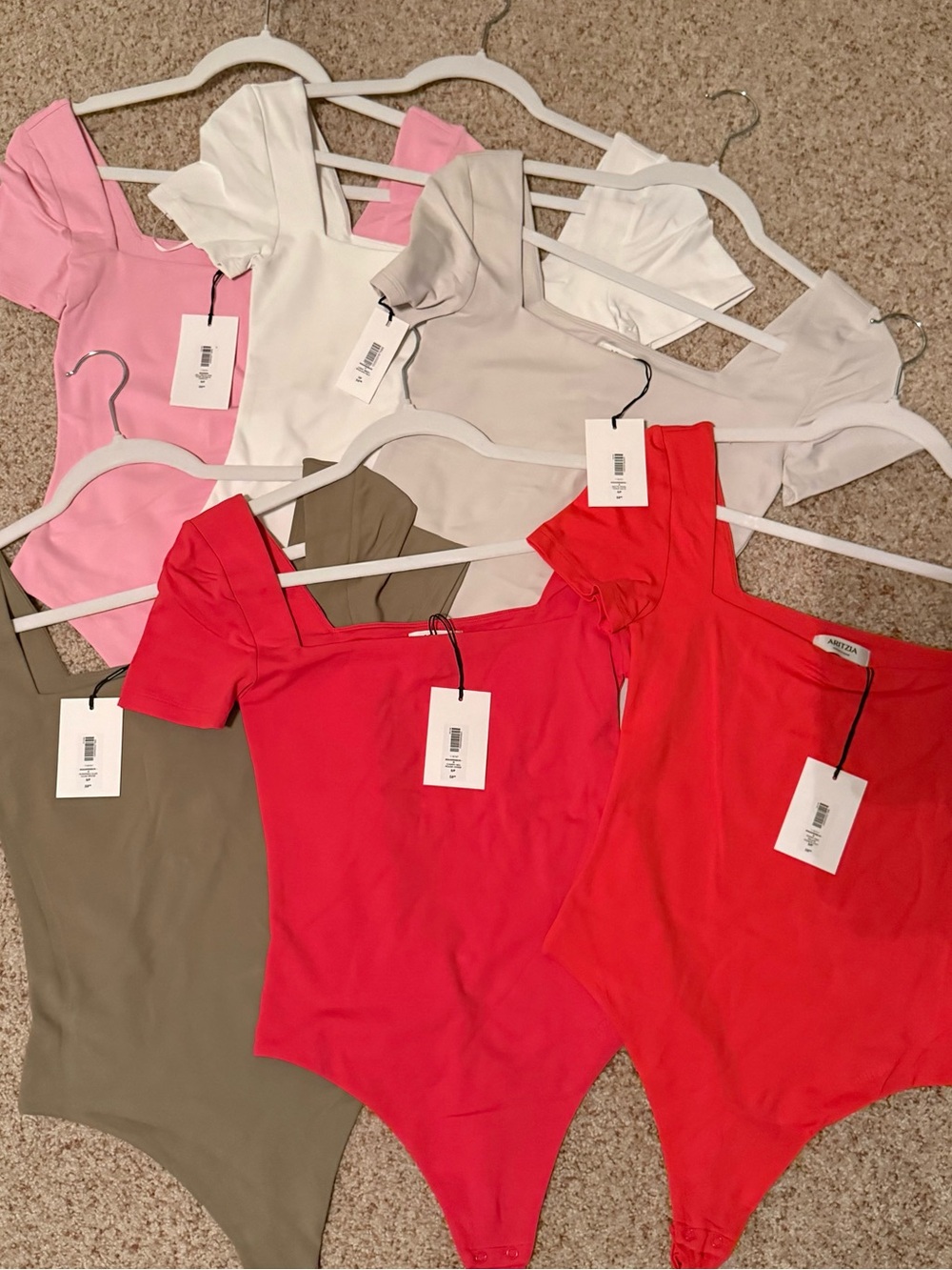 SIX of Aritzia square neck bodysuits NWT NBW